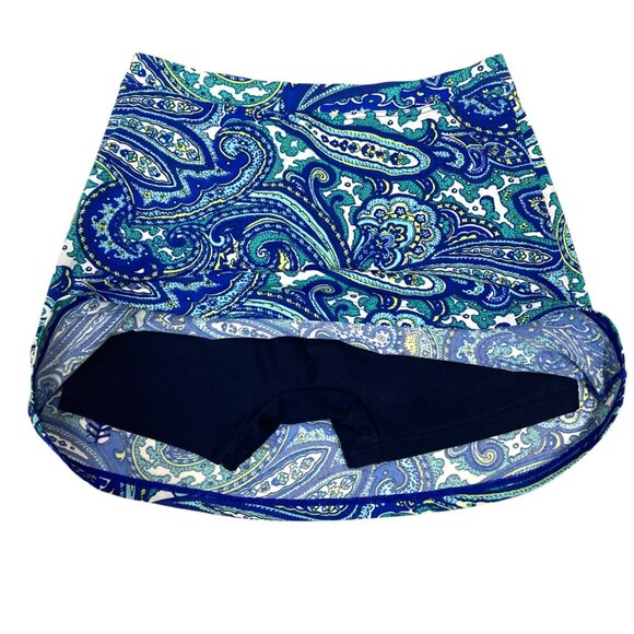 Coolibar Skort Women's M, Blue Paisley Patterned Pull On Sun Protection UPF 50+ - Picture 3 of 9